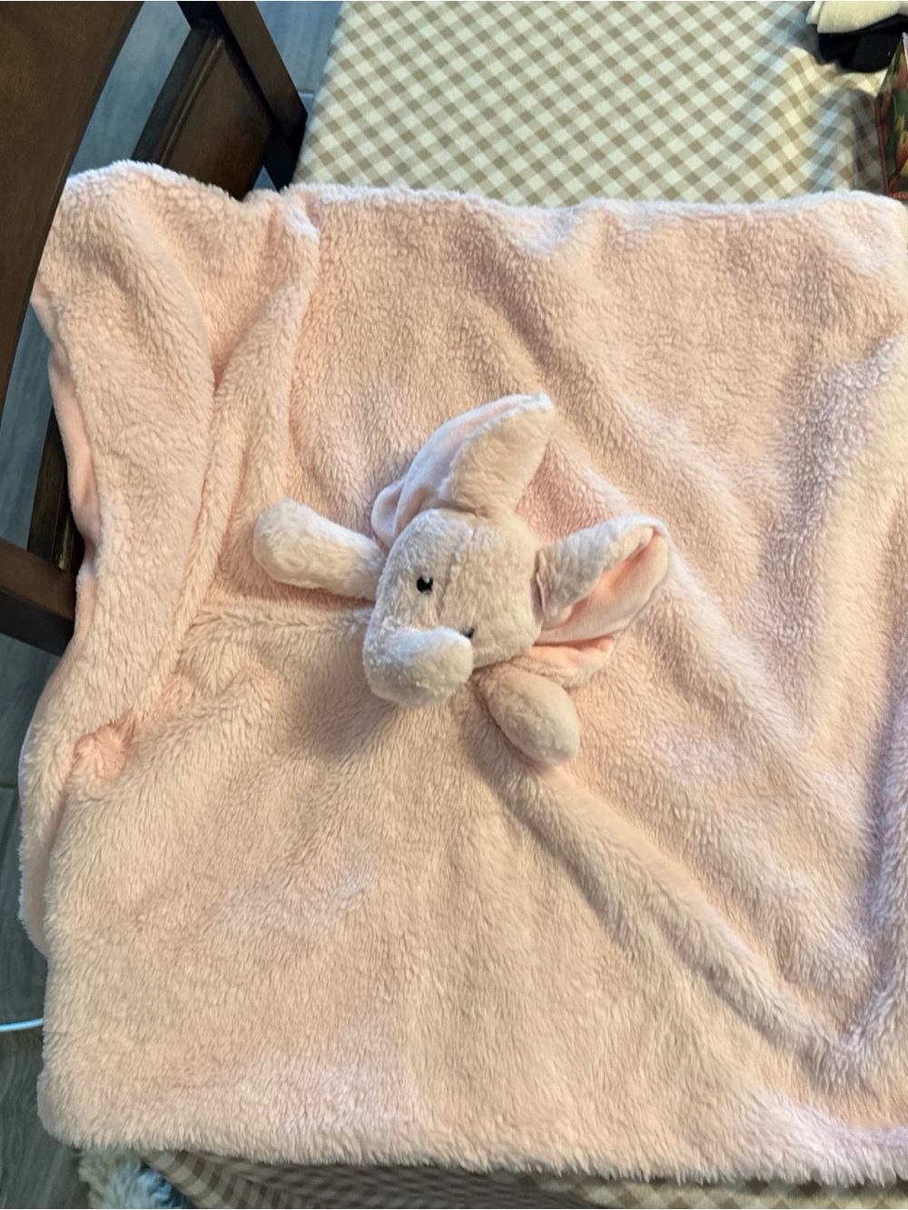 Plush Pink Bunny Lovey Blanket